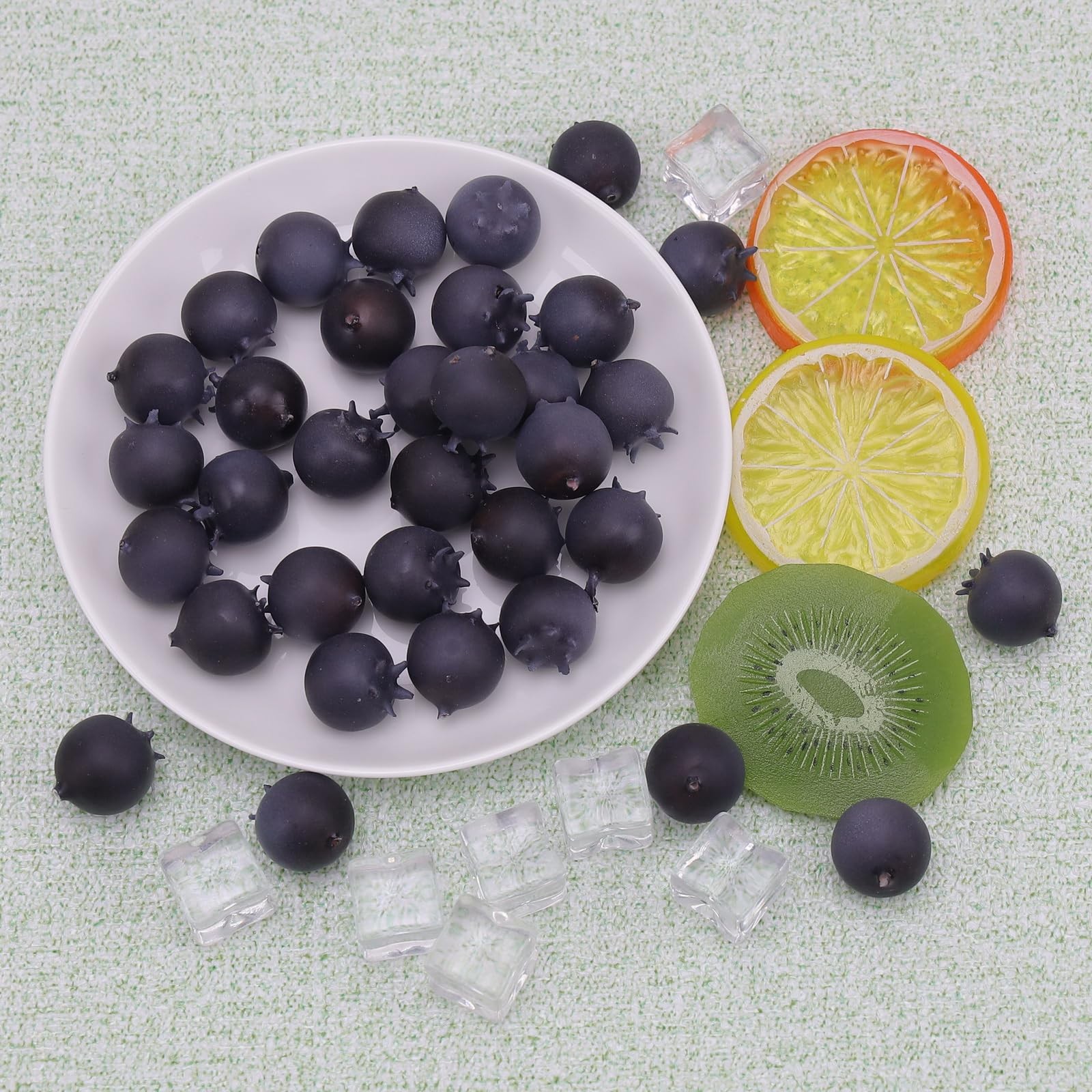 100 Pcs Artificial Blueberry Fake Blueberries for DIY Fruit Decor Craft