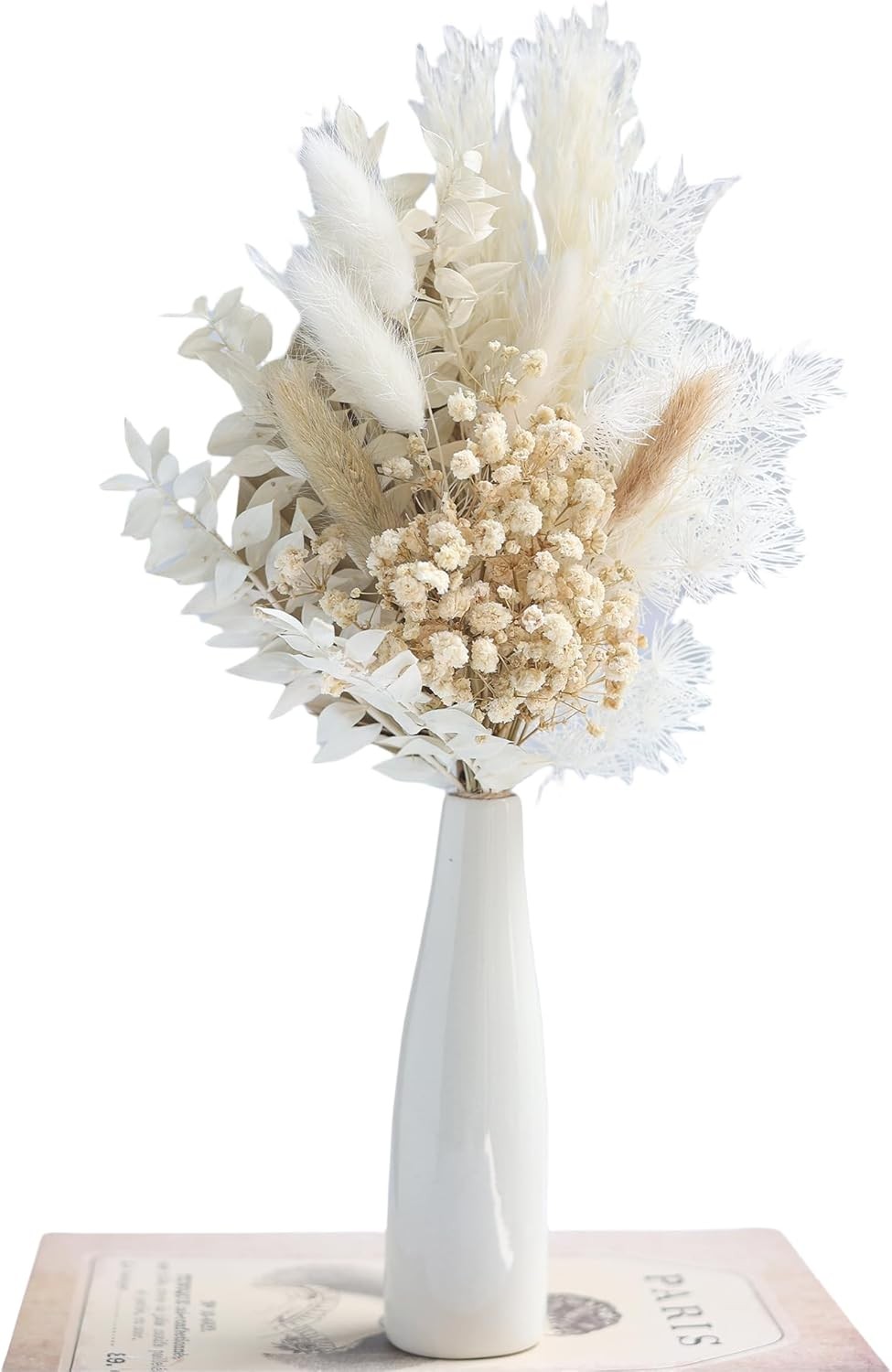 Dried Flowers W/ Ceramic Vase,Dried Pampas Grass Bouquet Dried Flowers Boho Home