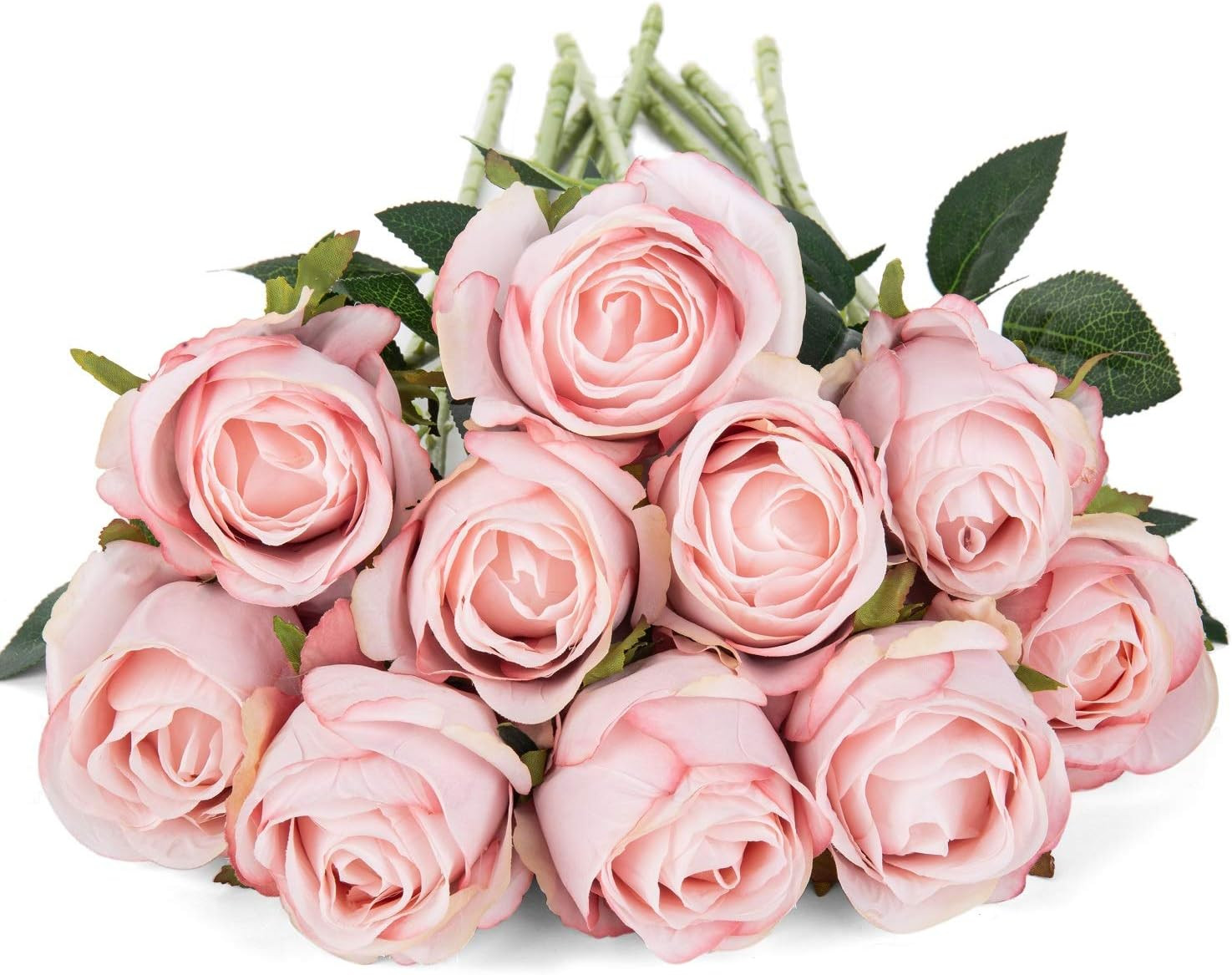 10pcs Artificial Rose Flowers Long Stem Fake Silk Roses for DIY Wedding Bouquet