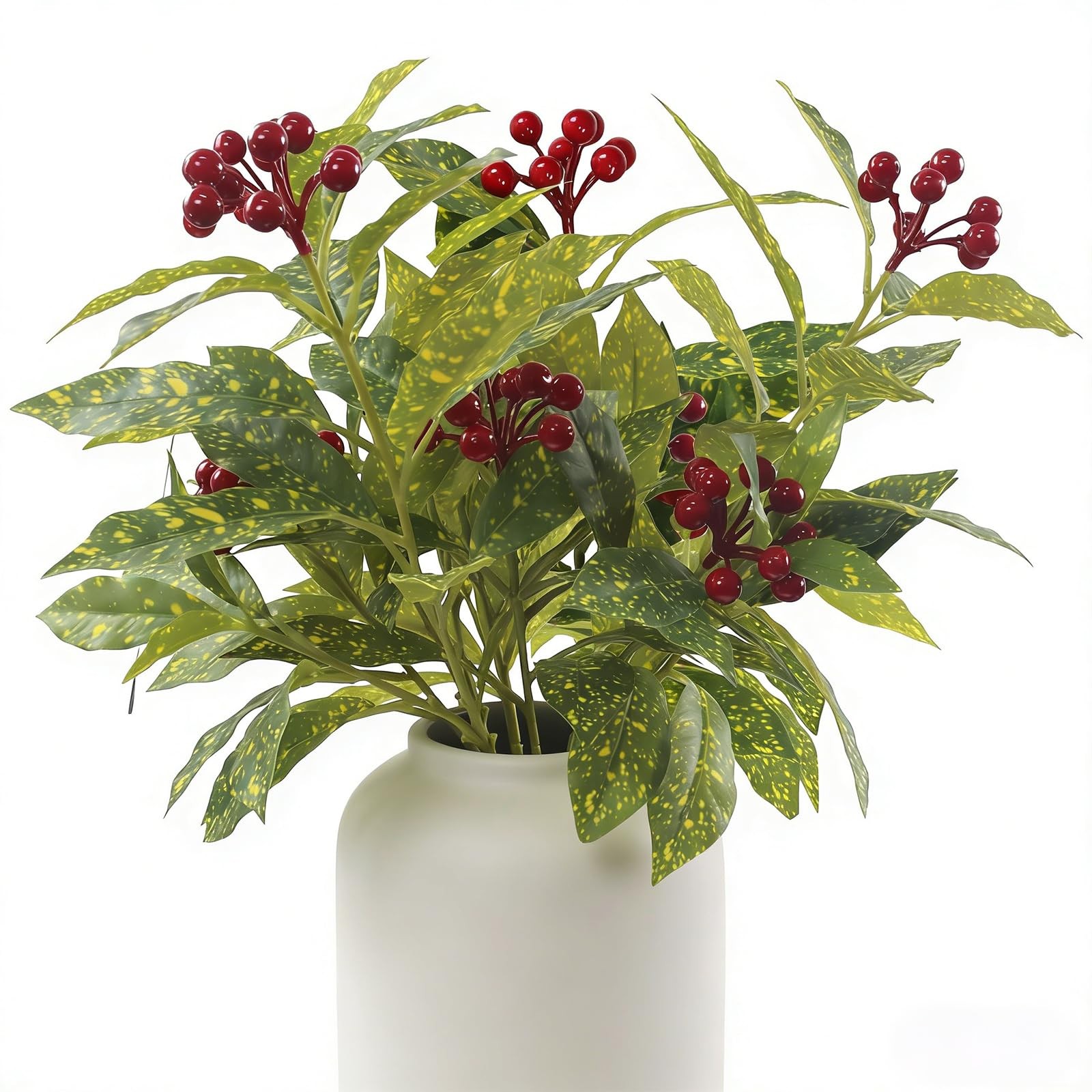 3 Pcs Artificial Green Plants for Vase, 18″ Indoor Fake Greenery Stems with R…