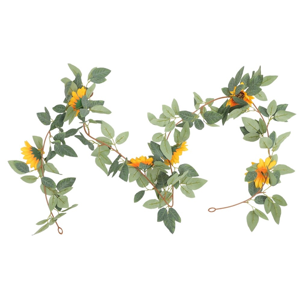 Simulated Green Plant Rattan Artificial Vines with Flowers Adornment