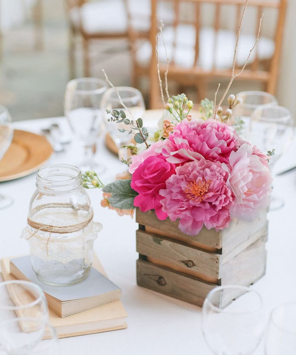 Artificial Flowers Pink Bouquets Box Set for DIY Bridal Wedding Shower Decora…