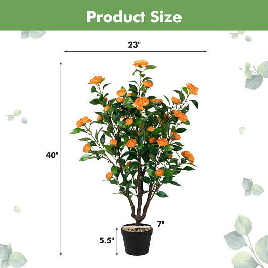 3.3 Feet Artificial Camellia Tree for Indoor and Outdoor – Color: Multicolor