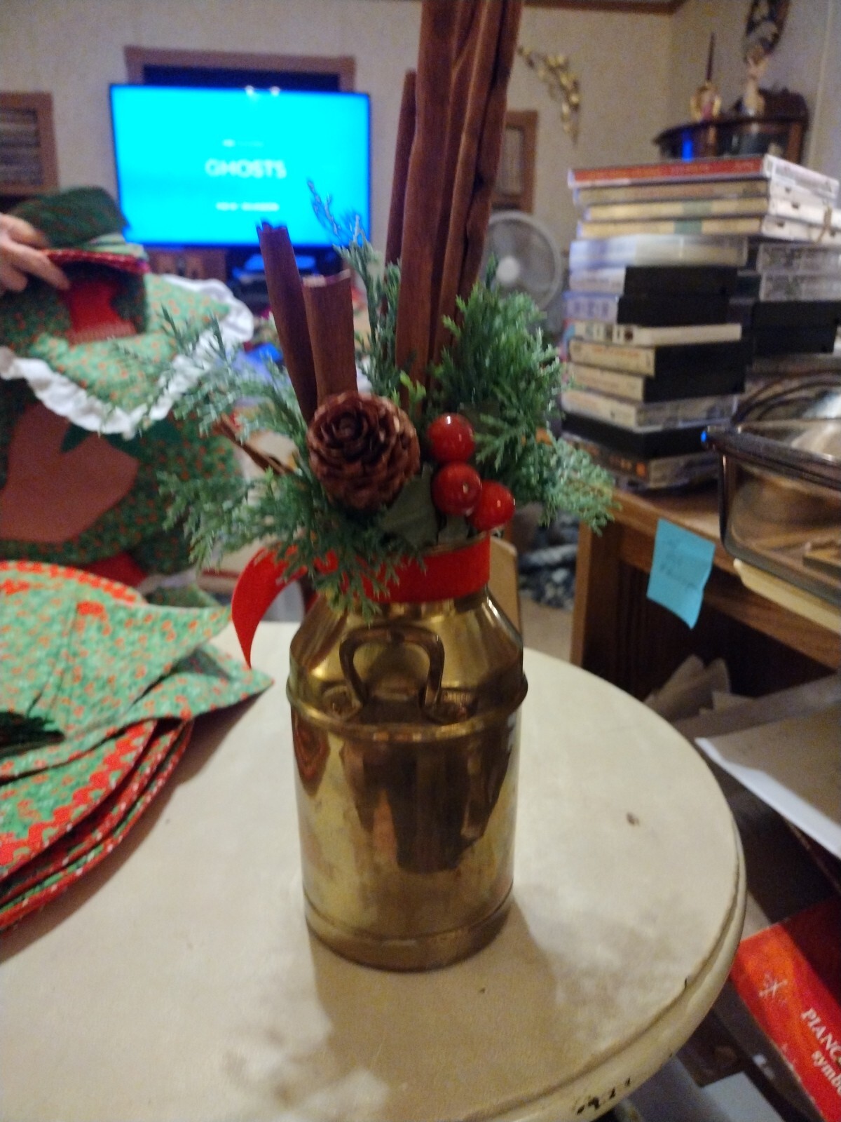 Brass Canister With Cinnamon Sticks Arangement
