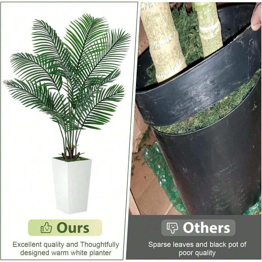 Palm Tree 5FT Artificial 60in Tall Faux 15 7 White Planter Fake Potted Indoor