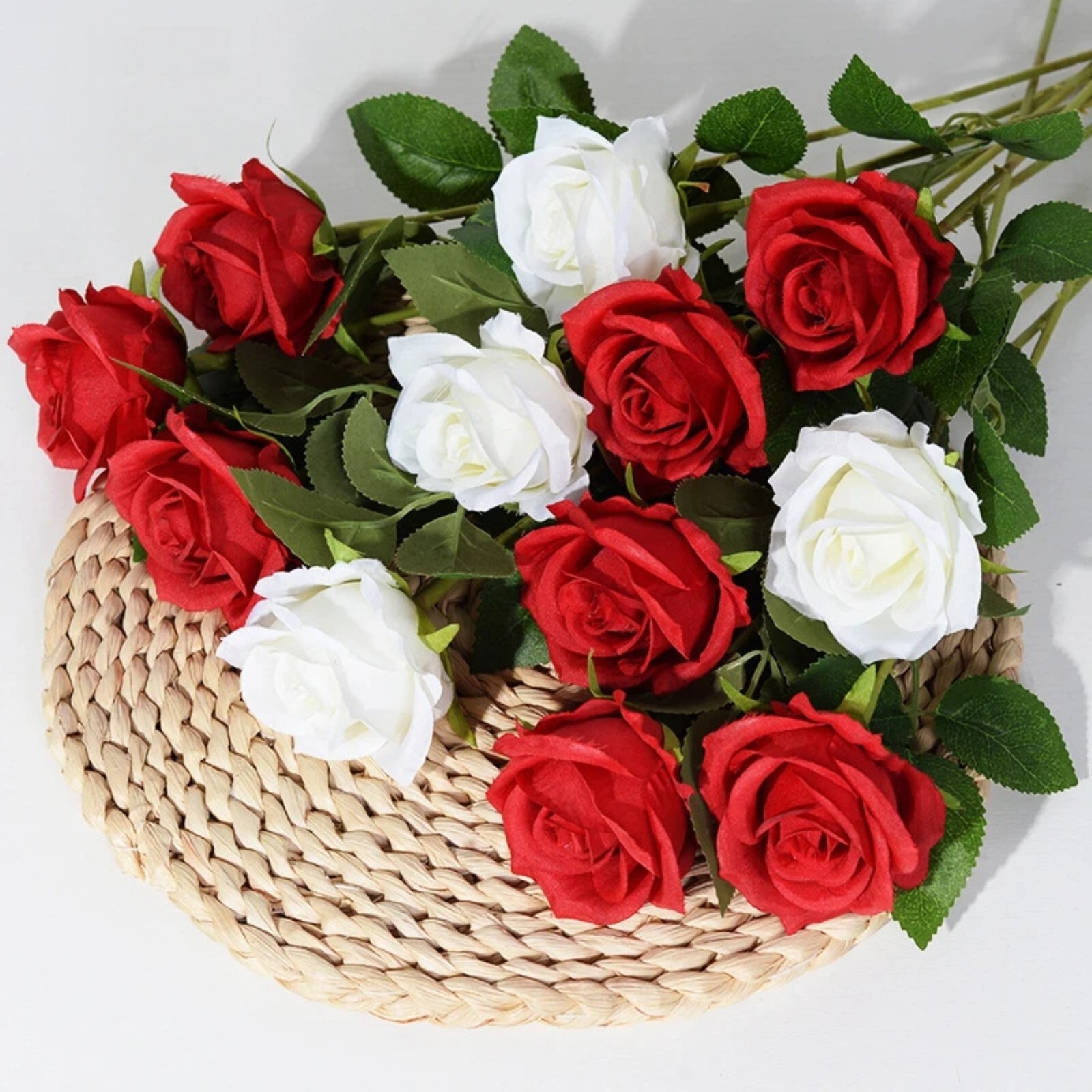 20× Red Roses Artificial Flowers Realistic Bouquet Home Decor Valentine Gifts US