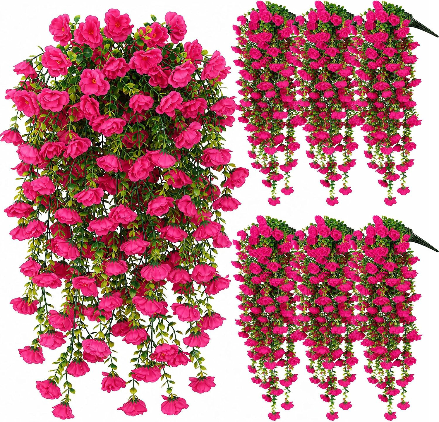 6 PCS UV Resistant Artificial Geraniums – Faux Silk Hanging Flowers for Outdoors