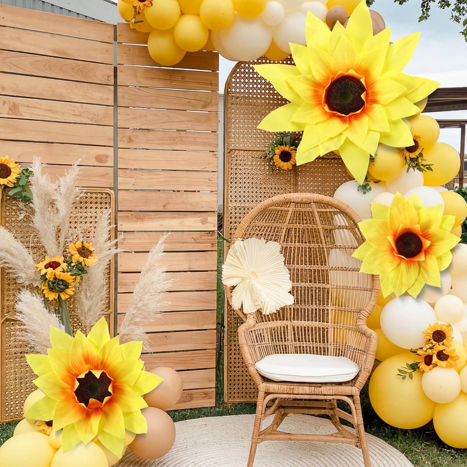 3 PCS Giant Sunflower 12/16/20 Inch Large Yellow Petals Big Paper Flowers