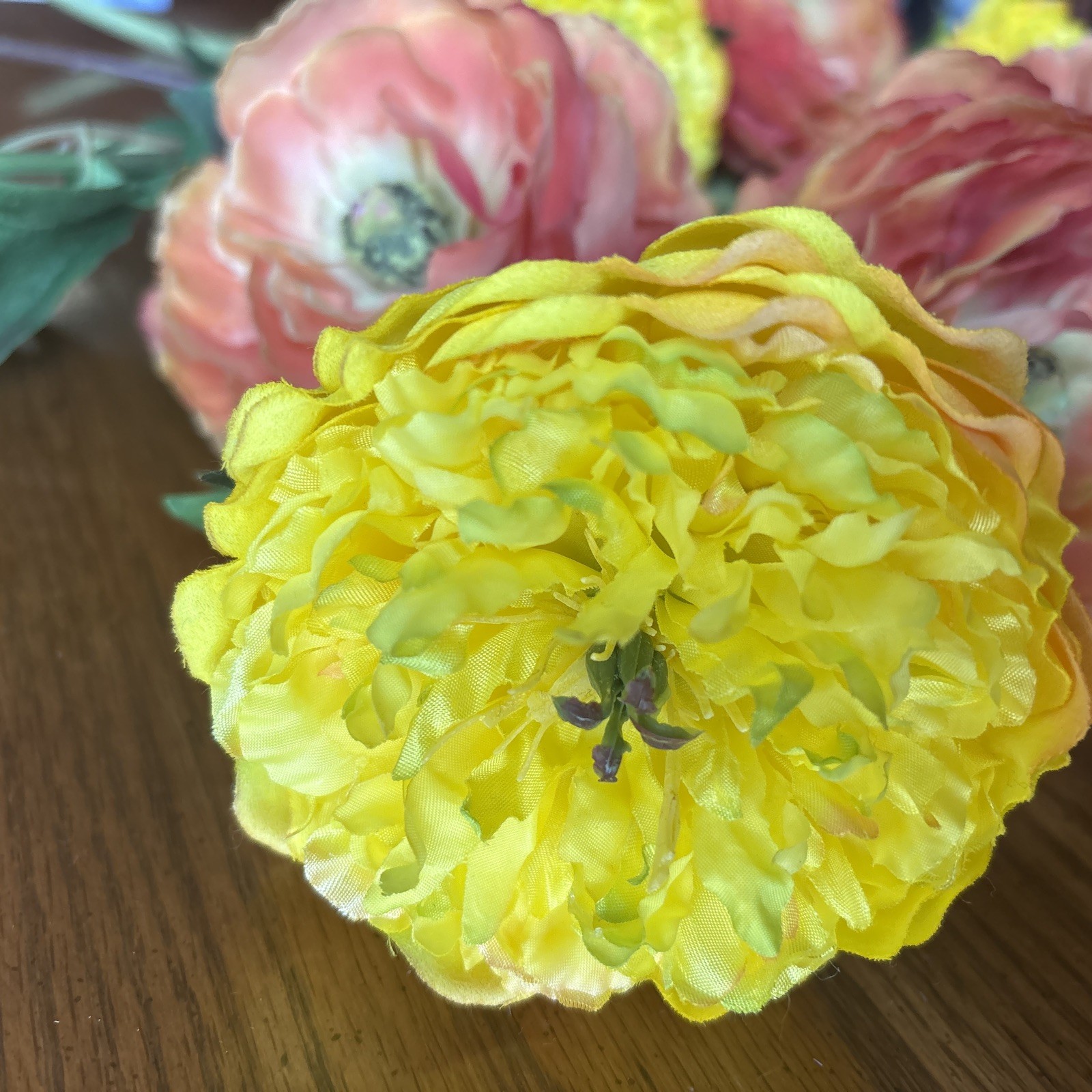 High-End Silk Flowers In Yellow And Orange, 4 Of Each