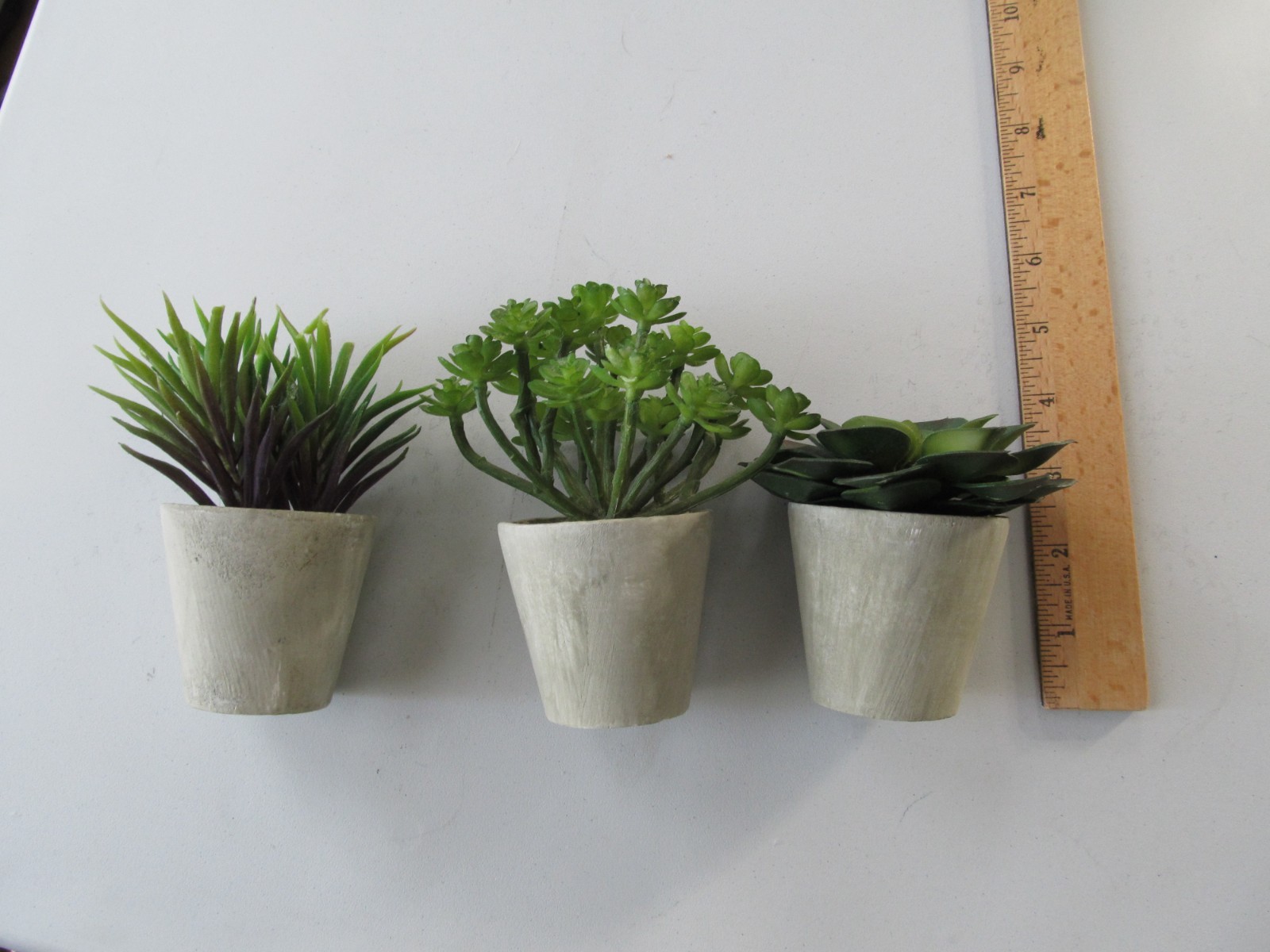 3 Pack Small Gray Vase Artificial Potted Plants Mini Fake Decor for Home Office