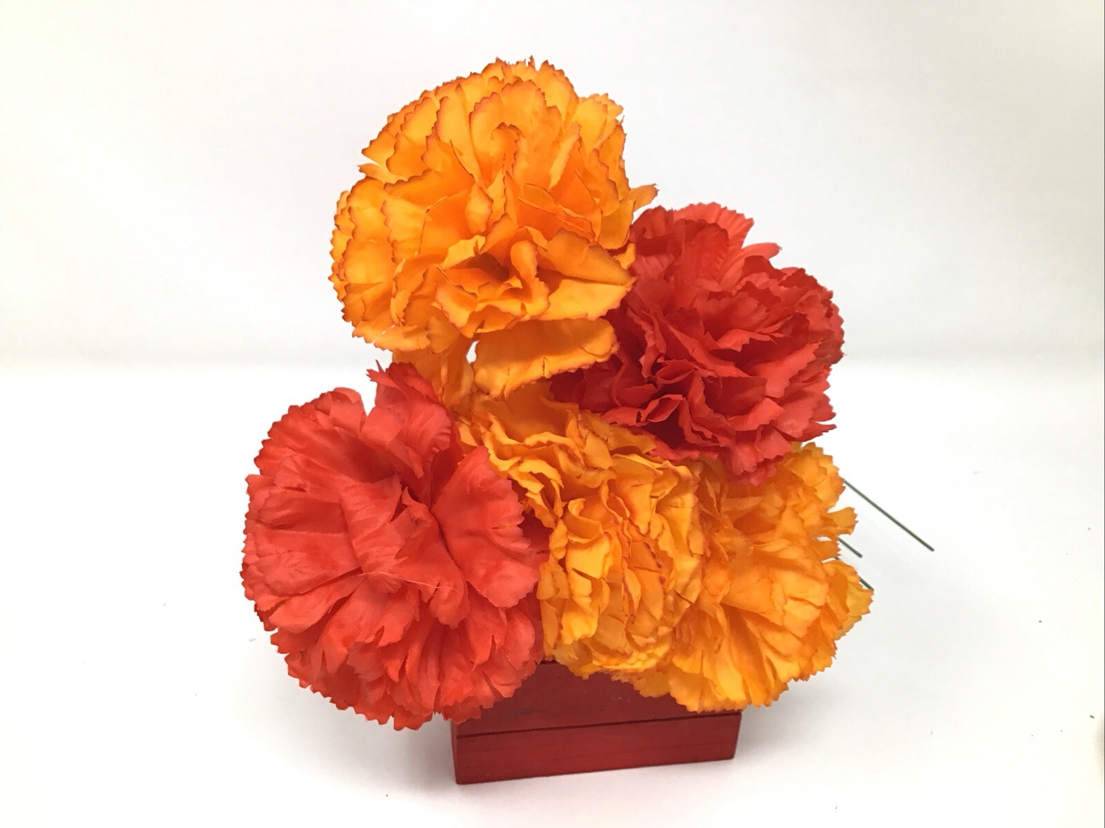 Artificial Silk Carnation Flower Stem 5 Stems 17” L 3” Blooms Hong Kong Vintage
