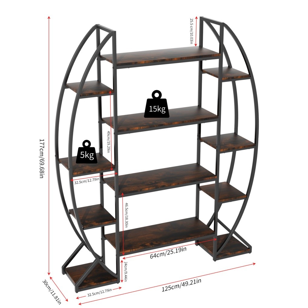 Heavy Duty Plant Stand with Grow Lightstall LED Half-moon Storage Display Shelf