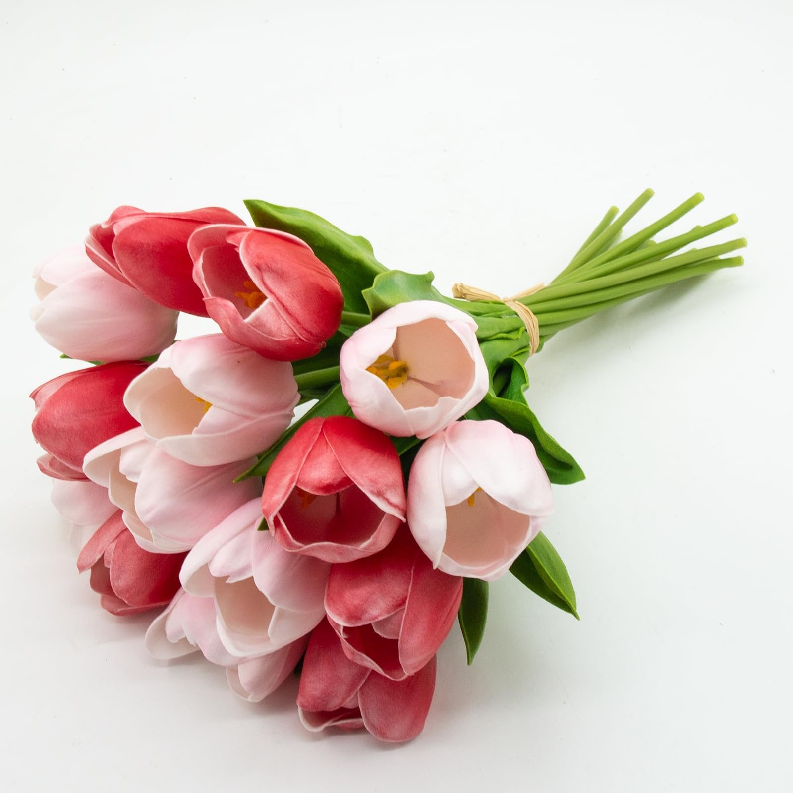 12pcs Multi Pink Real-Touch Tulips, Large, Wedding, Bridal Bouquet, Centerpiece