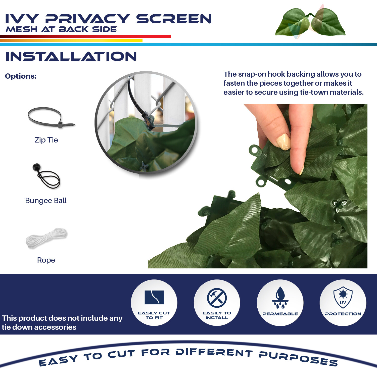39″ x 117″ Artificial Faux Ivy Leaf Privacy Fence Panel Screen Hedge Decor