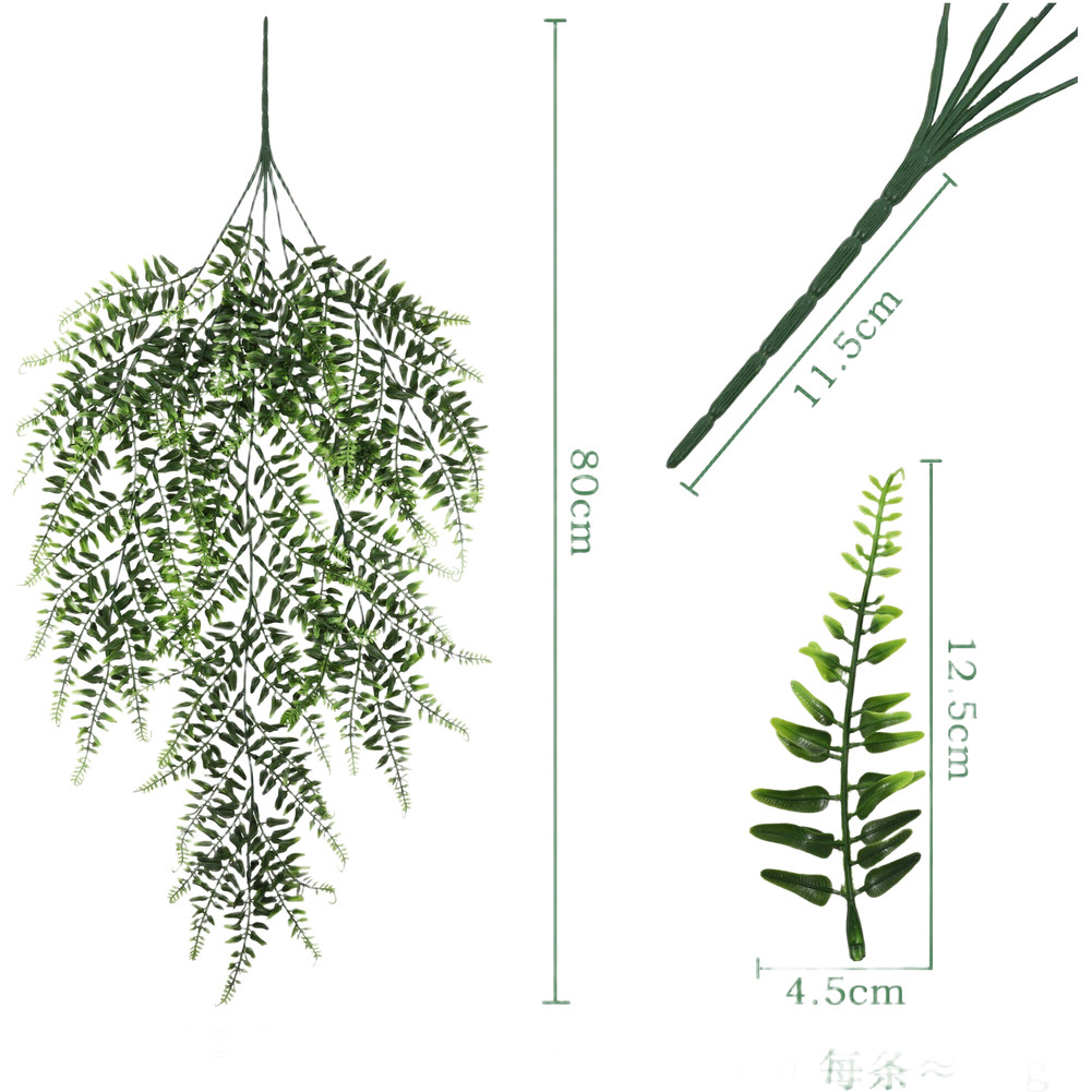 Artificial Vine Wall Hanging Decor Green Plastic Persian Leaf Rattan Style