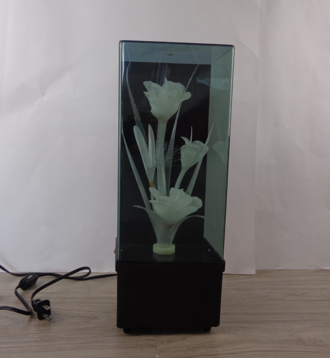 Fiber Optic Musical Encased Flower Box Color Changing 80s 90s VTG Retro Decor