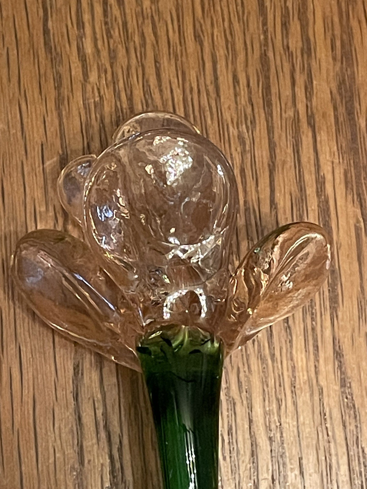 Vtg Murano Style Lot 4 Hand Blown Art Glass Long Stem Flower Bouquet 19″-20″
