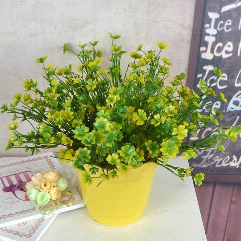 2 Pcs Artificial Four Leaf Clover Plants 15.7In UV-Resistant Silk Greenery, N…