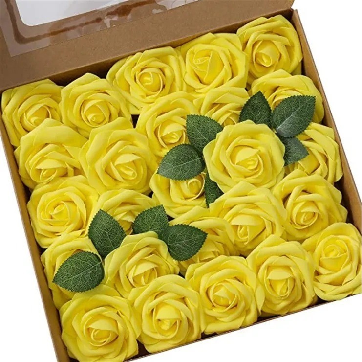25Pcs Artificial Flowers Fake Flowers Roses Stem for DIY Wedding Bouquets Party