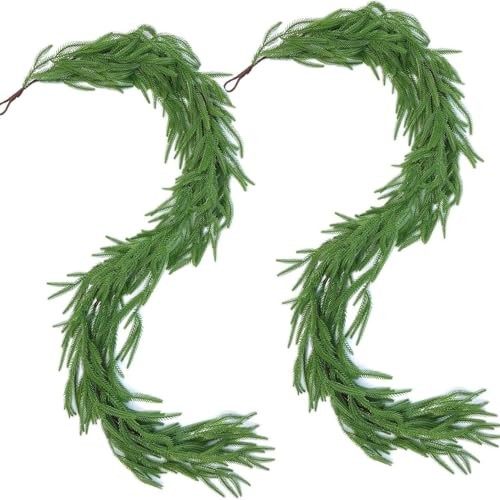 Christmas Garlands Artificial Norfolk Pine Garland Real Touch Faux Greenery 9FT