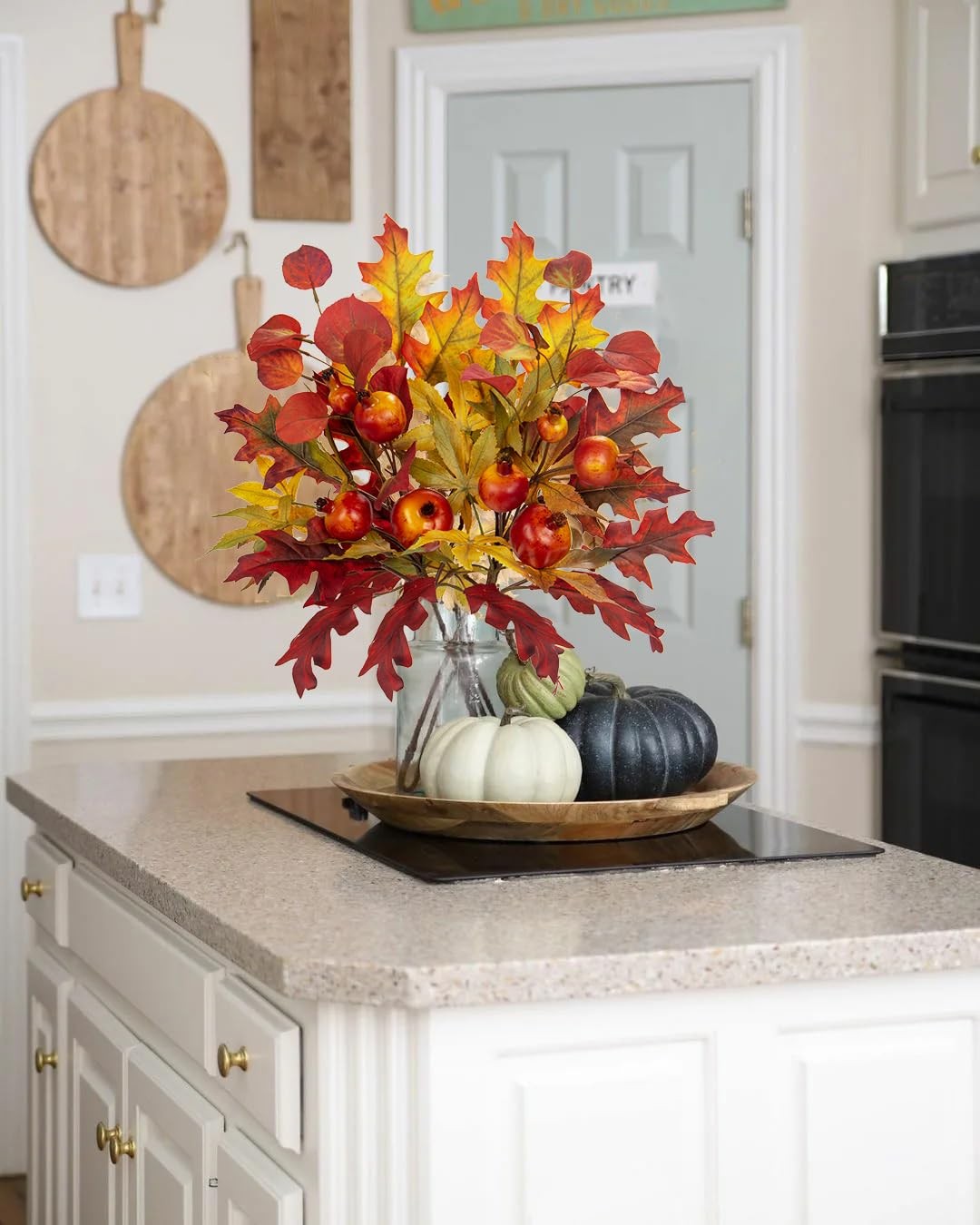 2PCS Fall Mixed Leaves Stems, 19in Autumn Foliage Picks and Spray with Eucaly…