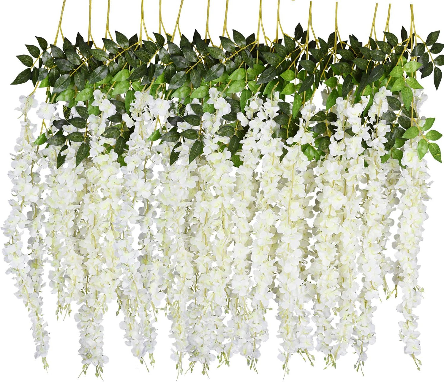 6 Pack Artificial Fake Wisteria Vine Ratta Hanging Garland, 3.75 Feet/Piece Silk