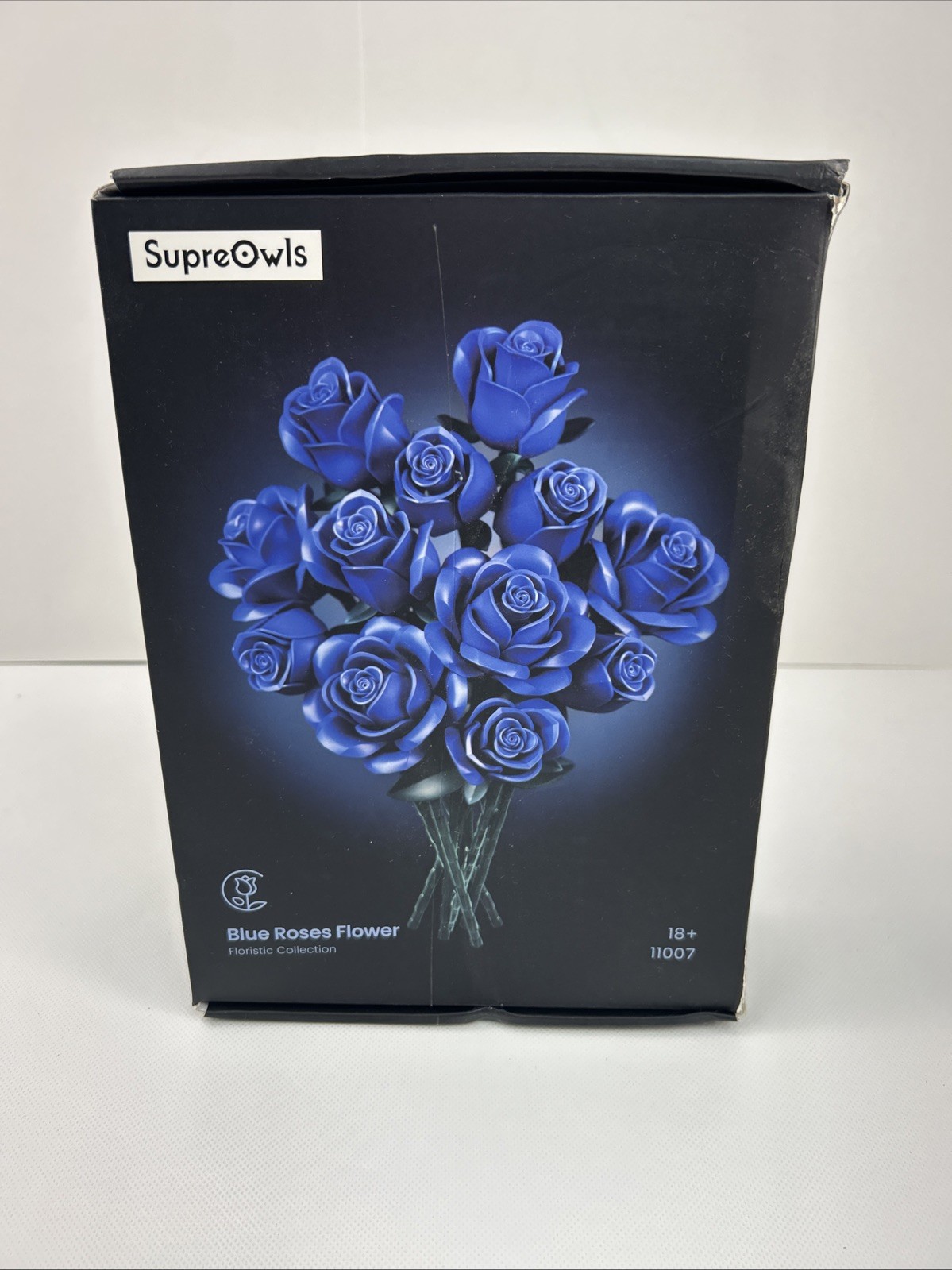 Blue Rose Building Set 496 Pcs Floral Bouquet Decor Gift for Women Adults