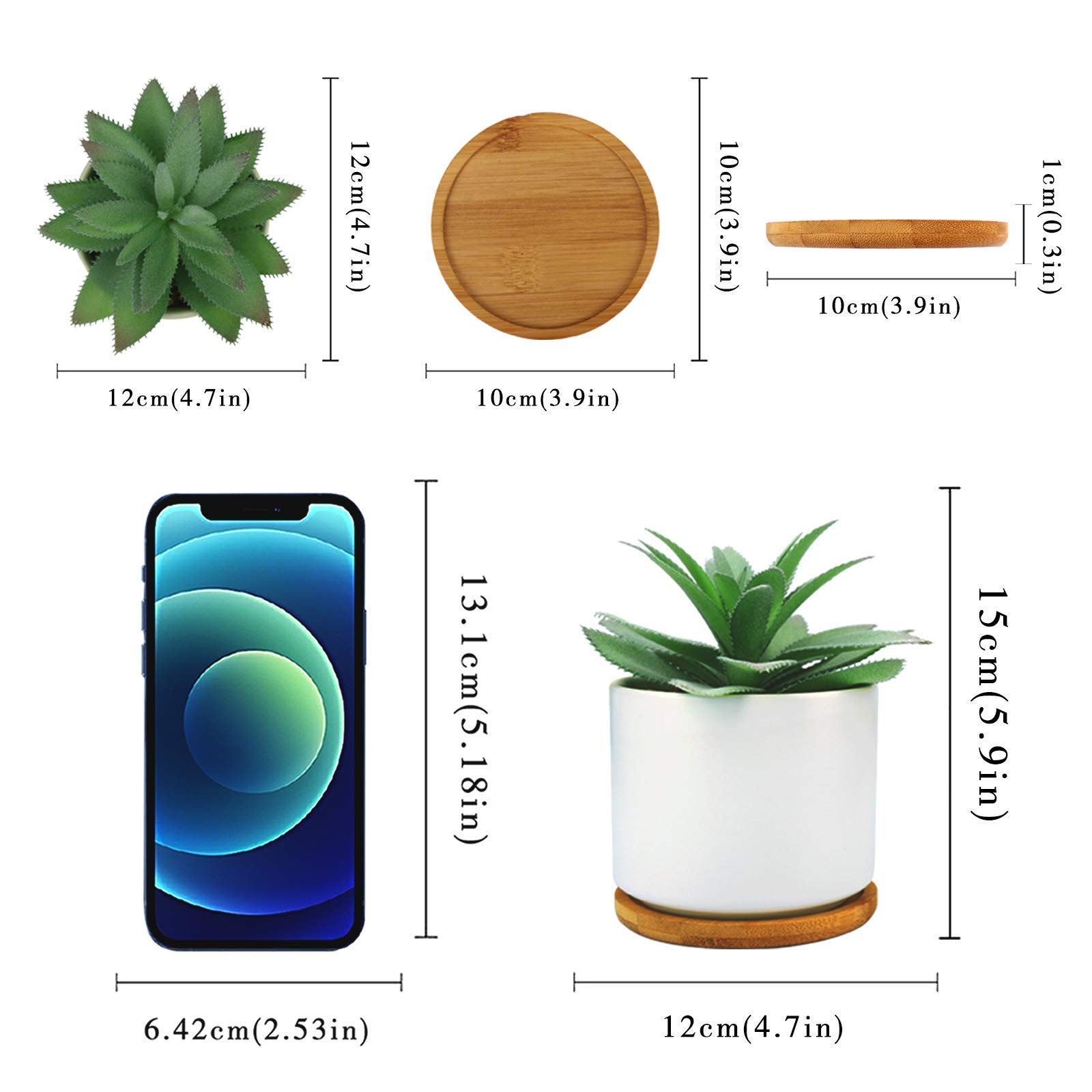 Succulent Plants Artificial – Faux Agave Succulent Plant in Ceramic Pots with…