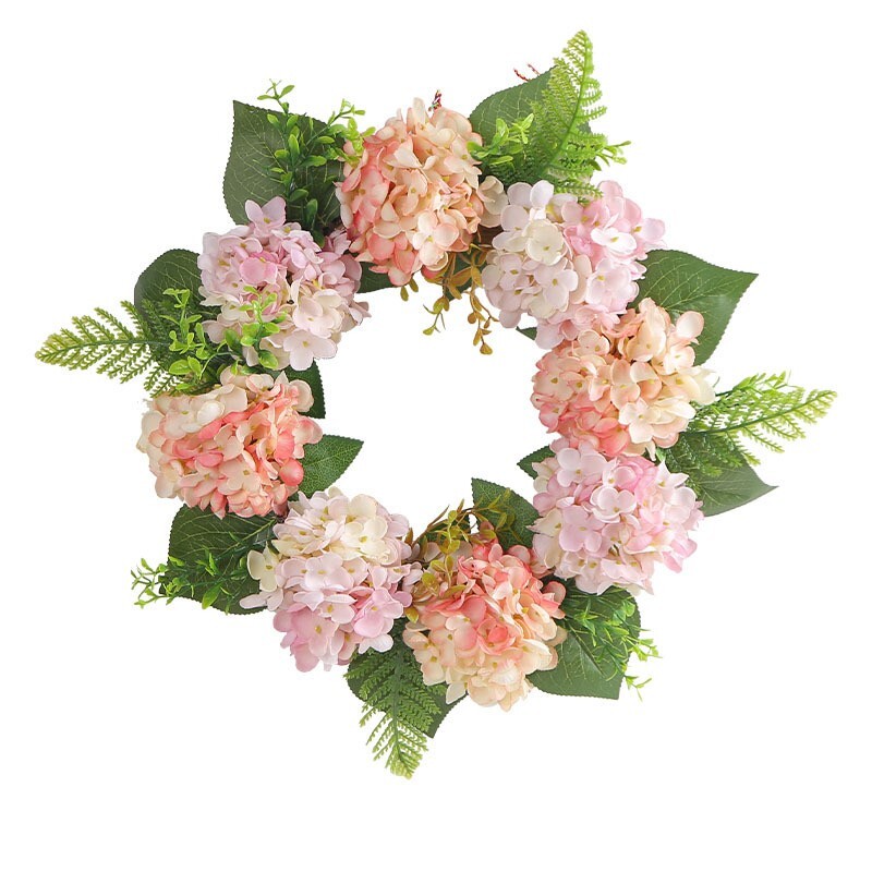 Artificial Spring Wreath for Front Door or Porch, Pink Flower