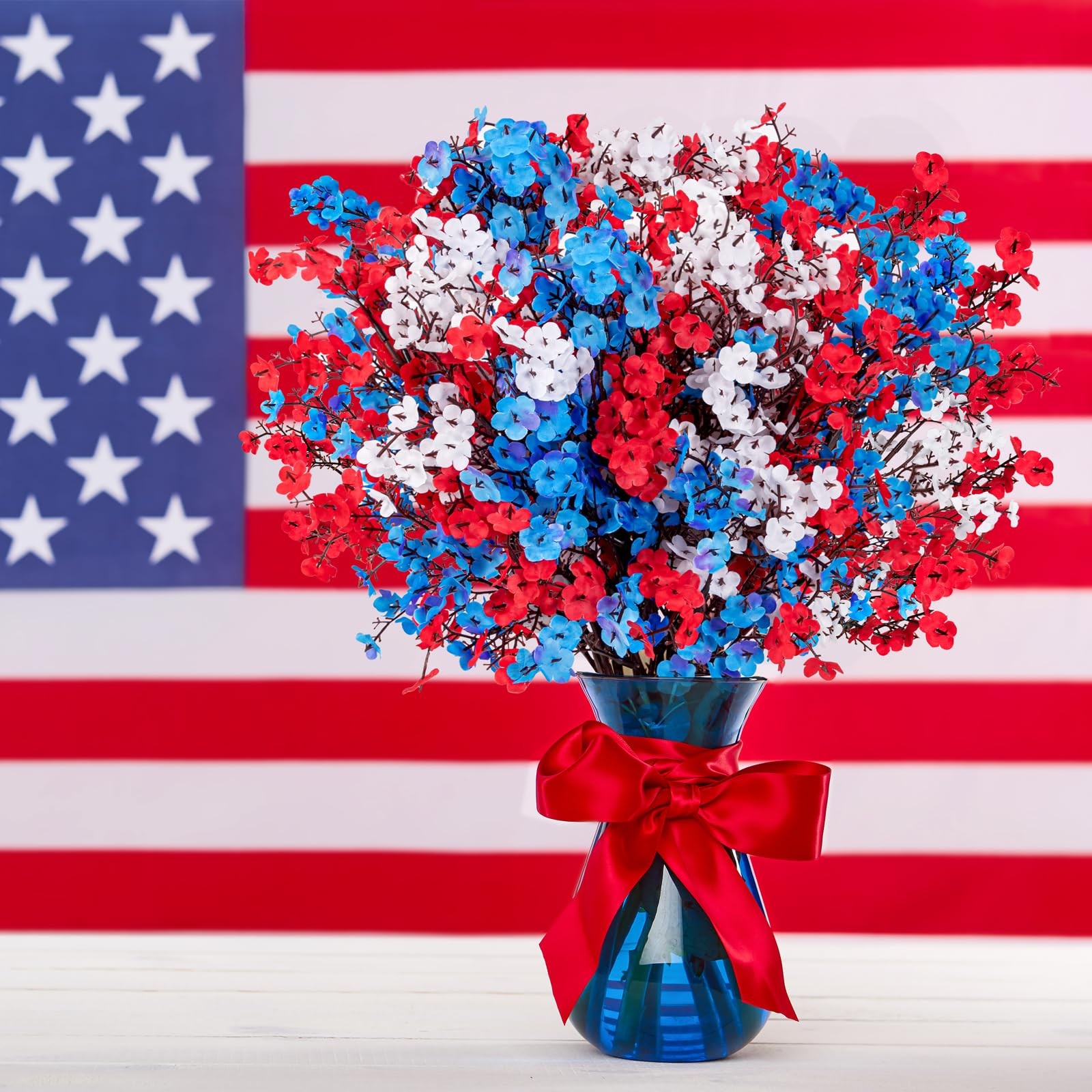 27PCS 4th/Fourth of July Decorations Artificial Flowers Red White Blue Patrio…