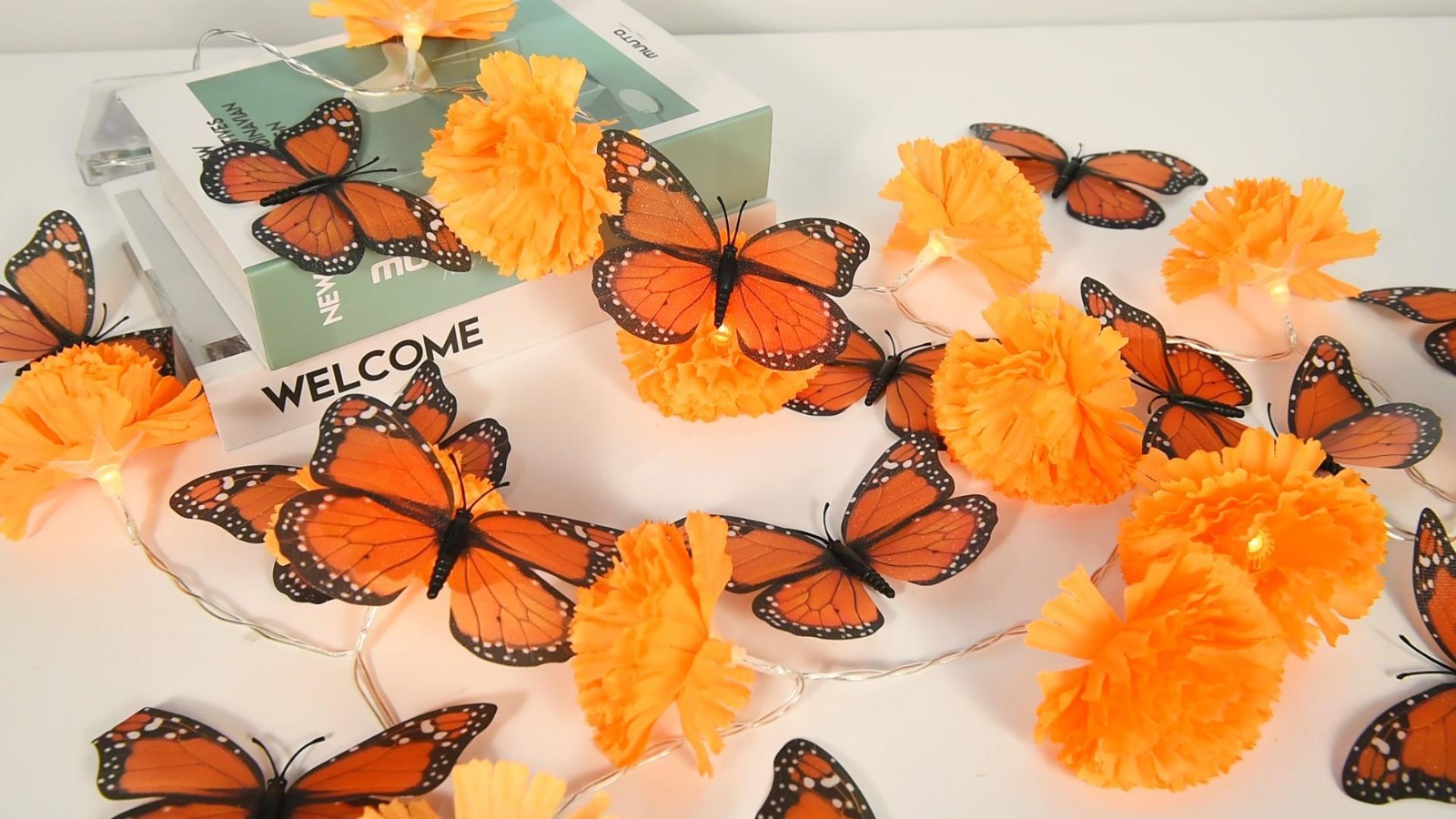 24 Pcs Monarch Butterfly Decorations – Orange Fake Butterflies for Crafts, Wall