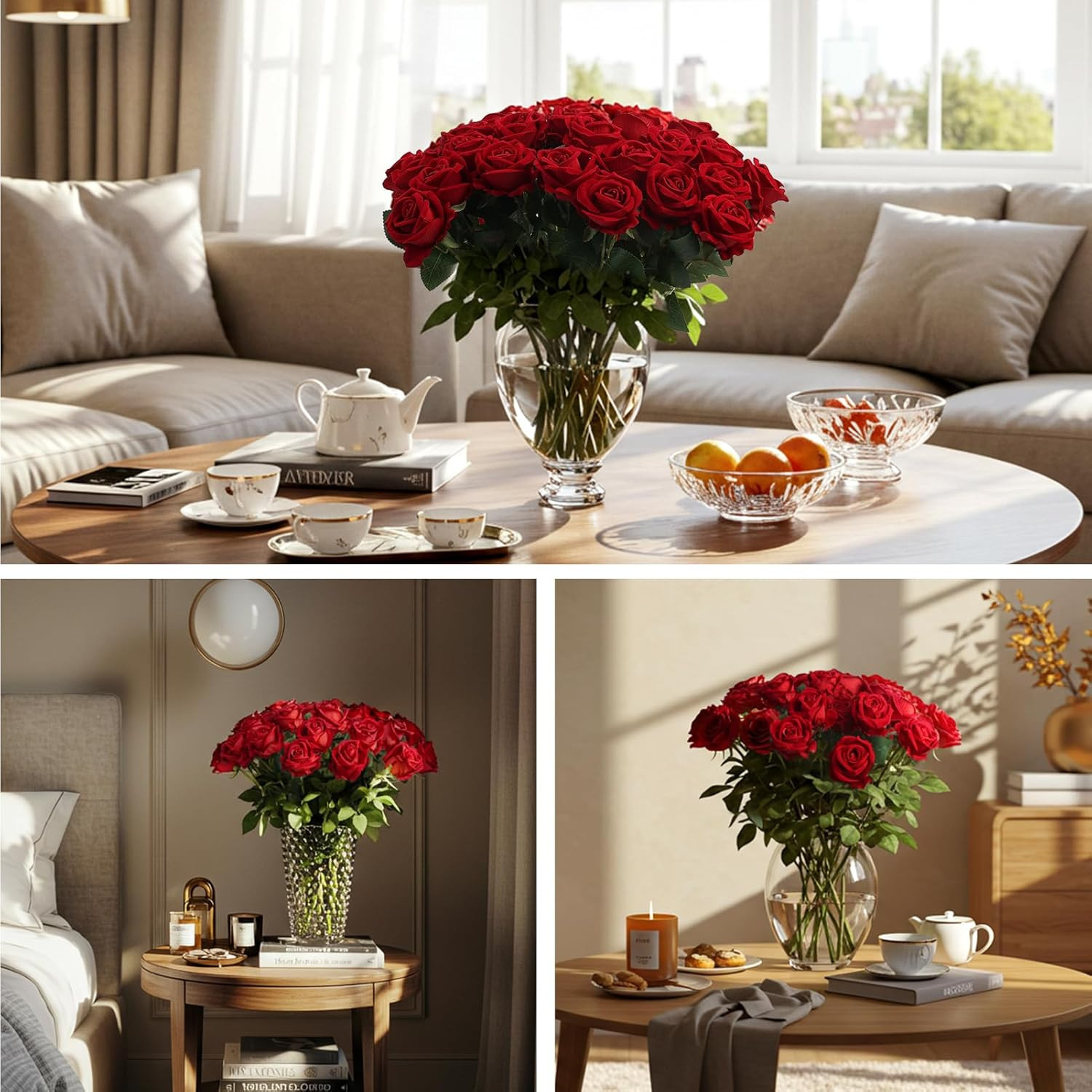 154Pcs Realistic Red Roses – Perfect for Weddings, Parties, and Home Decor