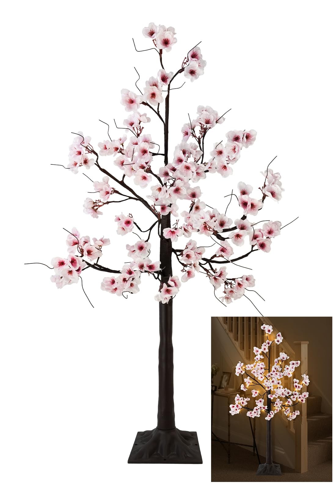 4FT Cherry Blossom Tree, 48 Fairy Lights Artificial Lighted Tree for Home Ins…