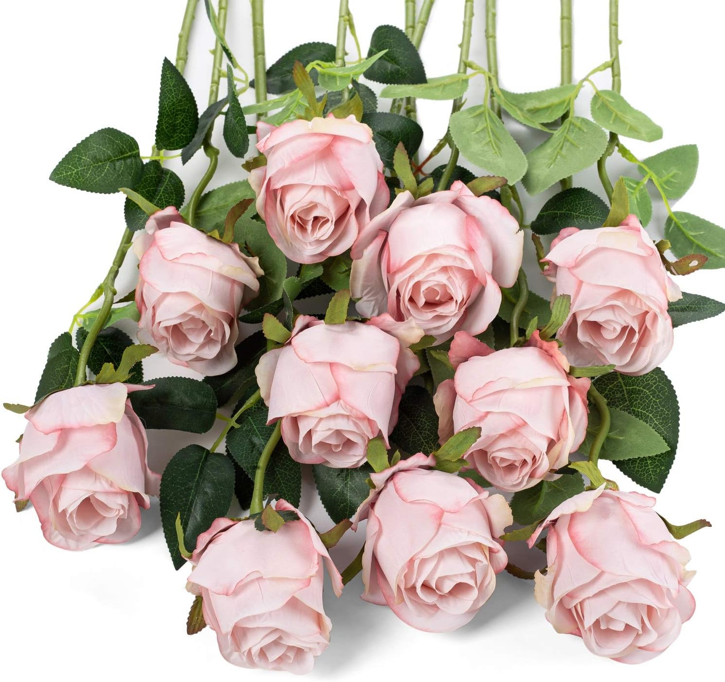 10pcs Artificial Rose Flowers Long Stem Fake Silk Roses for DIY Wedding Bouquet