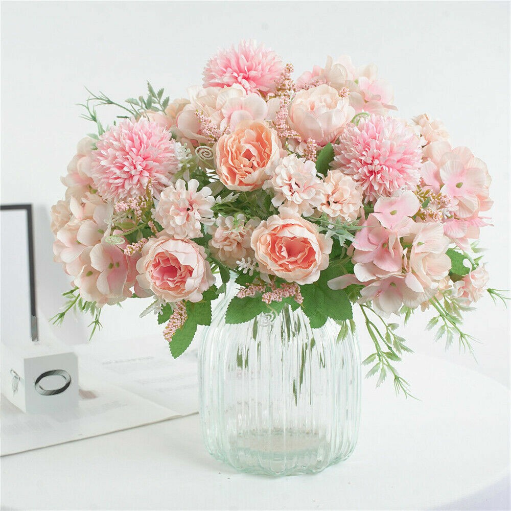 Artificial Silk Peony Flowers Bunch Bouquet Home Wedding Party Holiday Decor