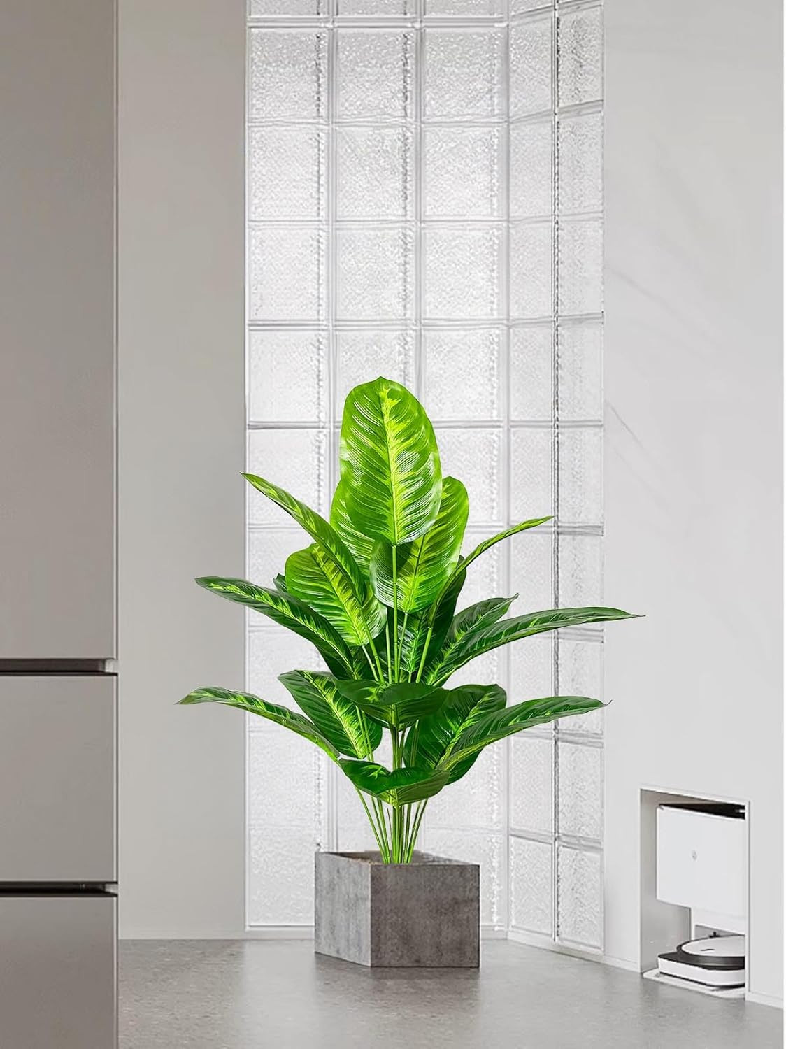 Artificial Plant in Pot Fake Tree Trunks Leaves Faux Potted for Indoor Outdoor M
