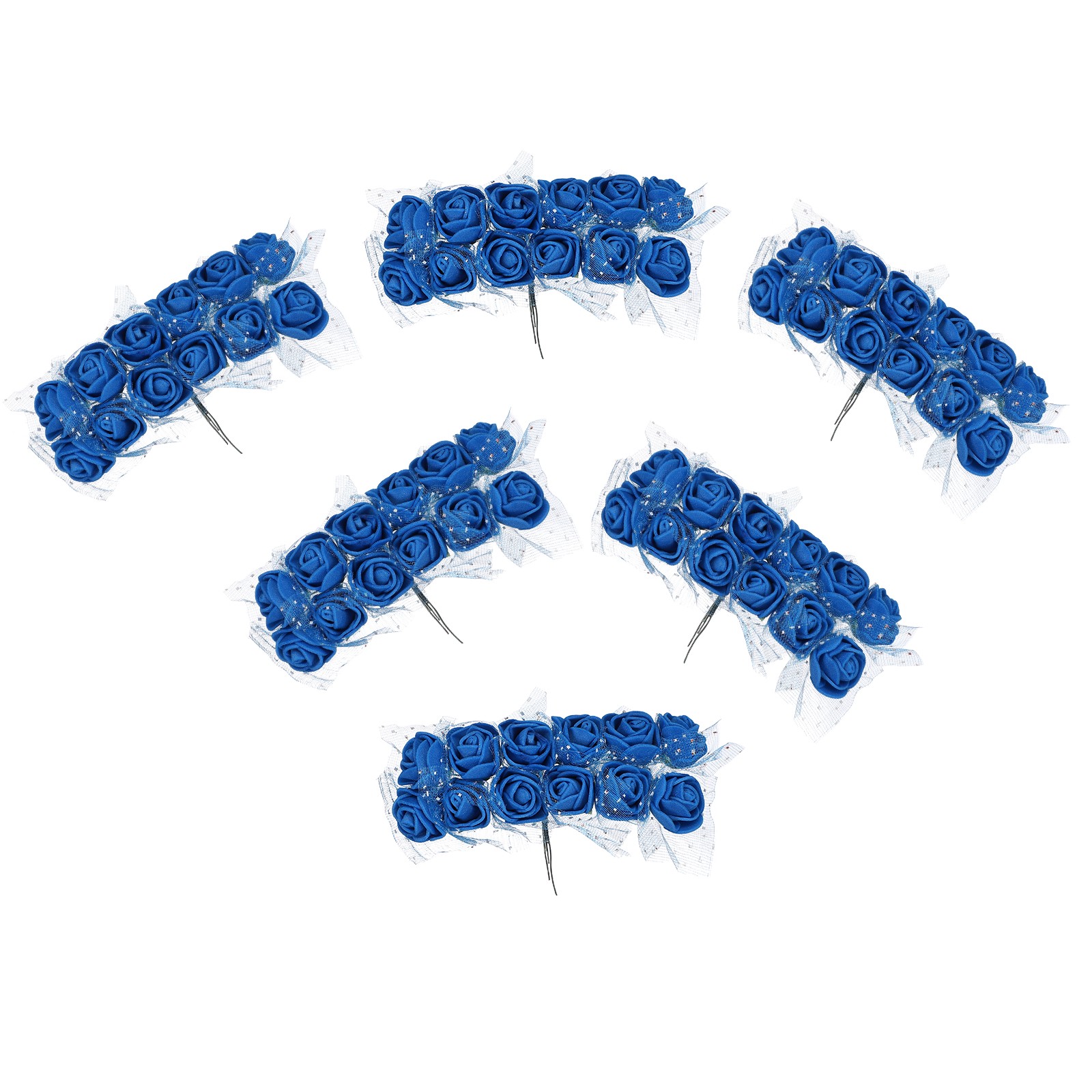 144 Pcs Mini Artificial Rose Flower Heads and Stem, Dark Blue