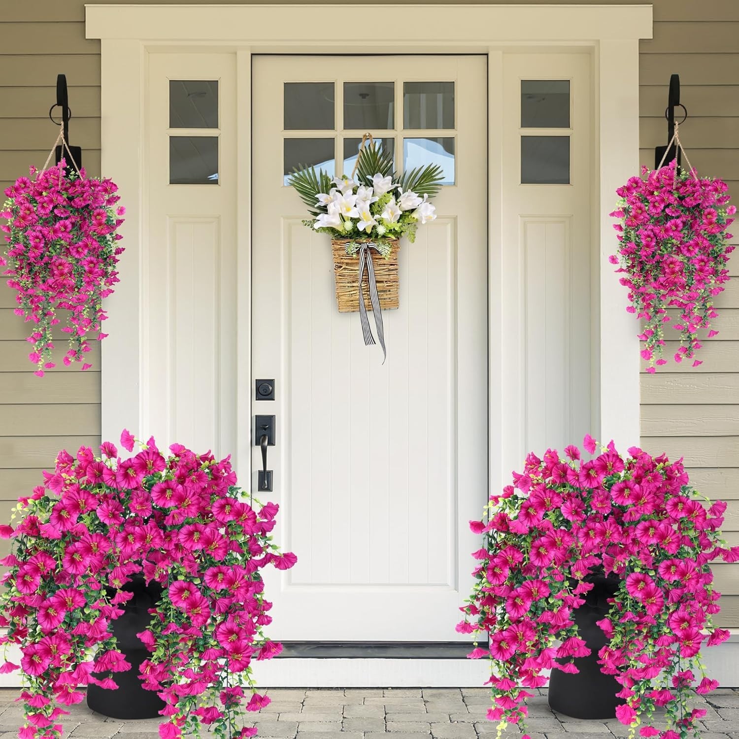 Artificial Fake Hanging Flowers Plants Outdoor Outside Summer Decoration 2PCS