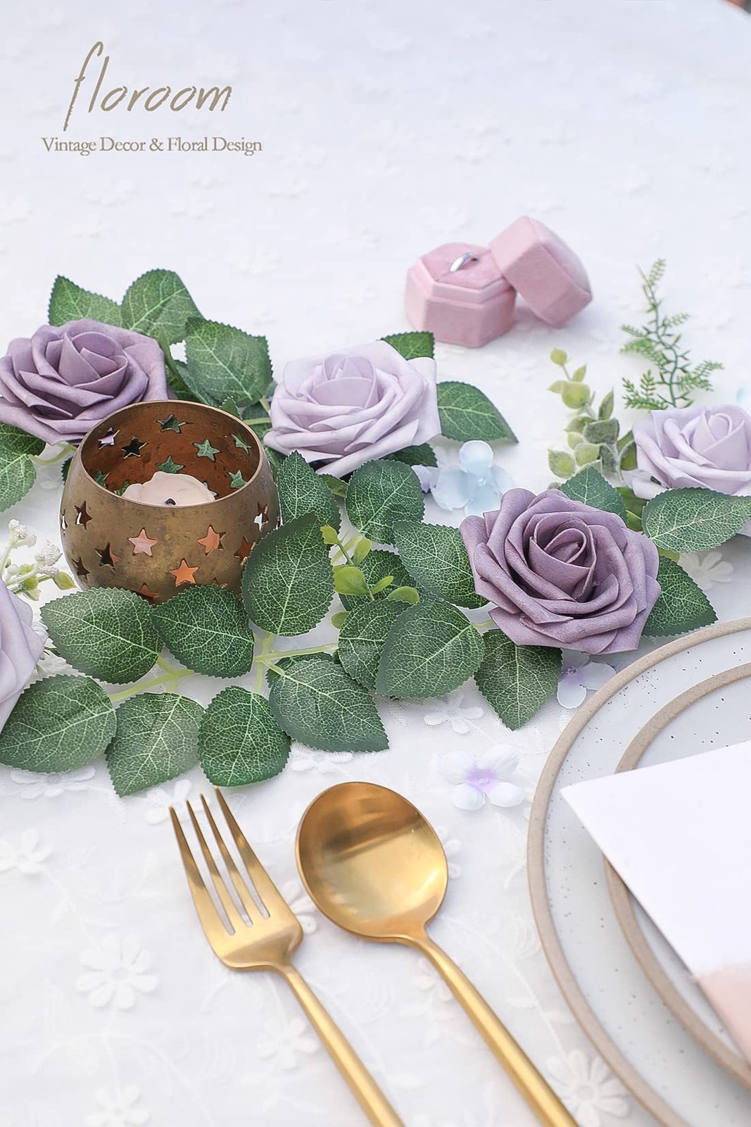 Artificial Flowers 25pcs 3″ Lavender Foam Roses with 8″ Stems – DIY Wedding
