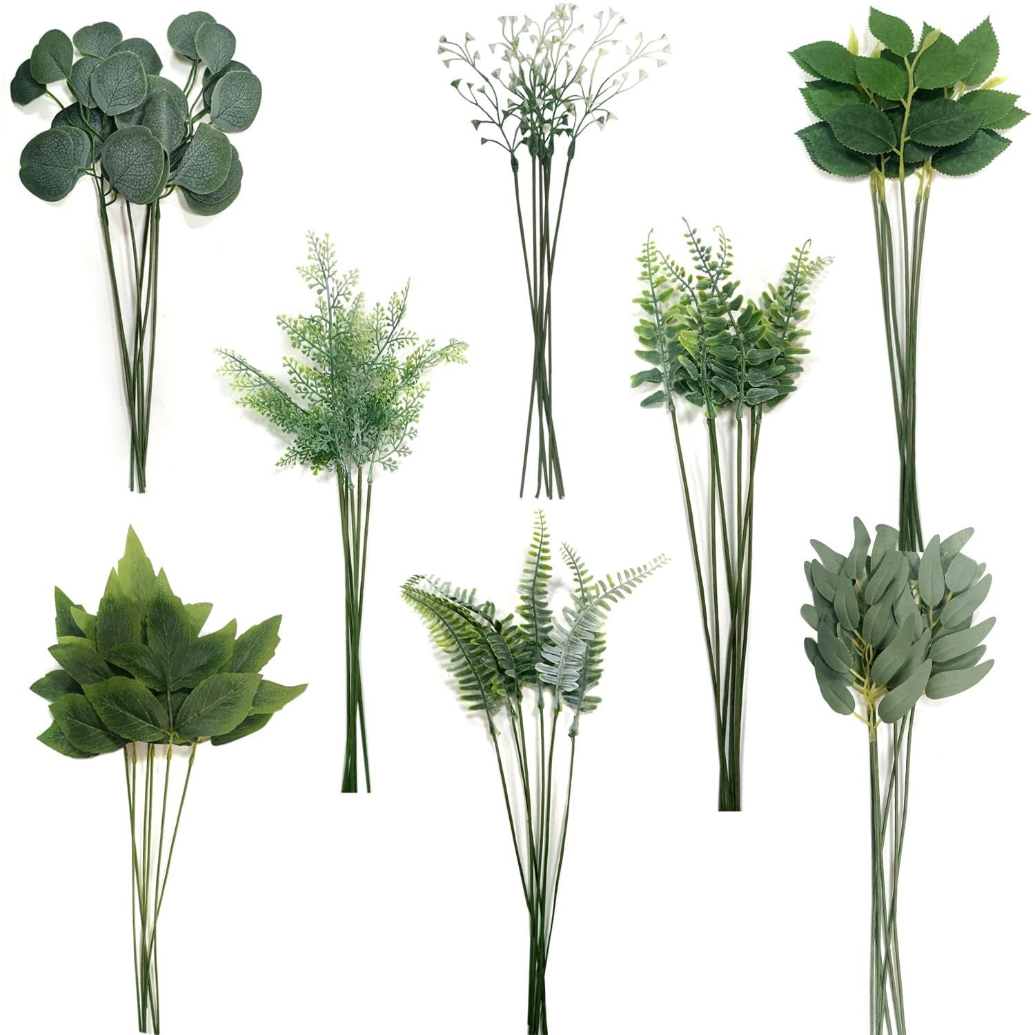 Greenery for Centerpieces, 48pcs with 8 Kinds of Fake Greenery Faux Greenery …
