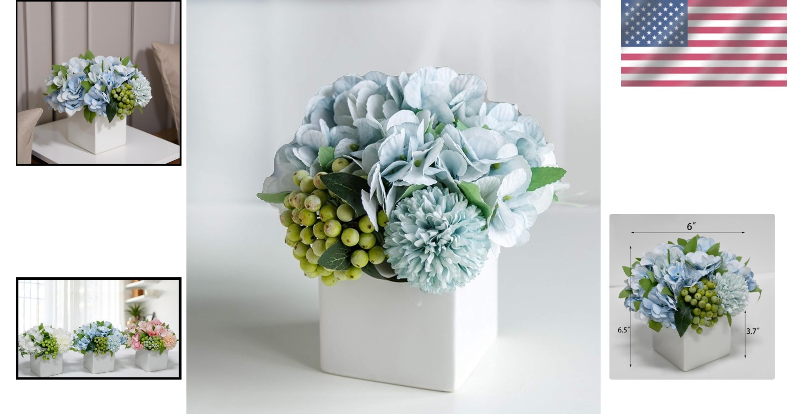 Low-Maintenance Blue Hydrangea Arrangement in Ceramic Pot – Perfect Indoor Decor