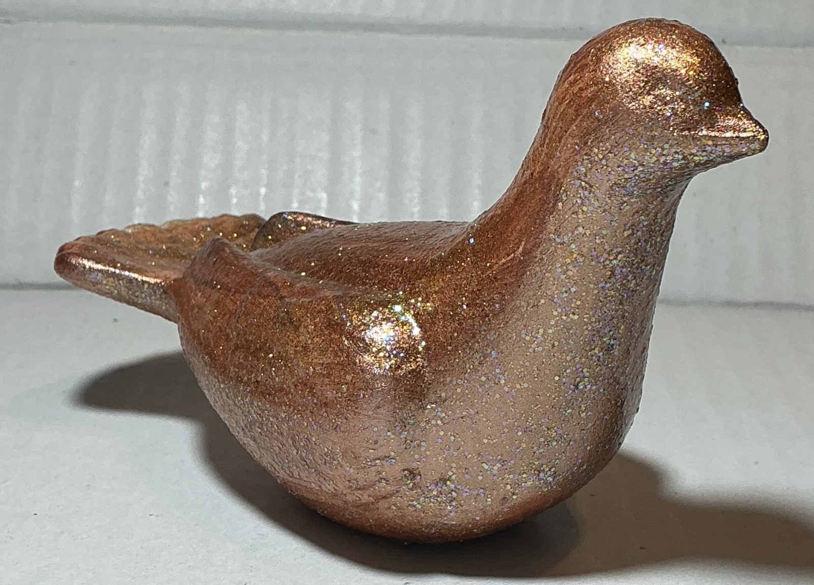 Rose Gold glittery dove figurine