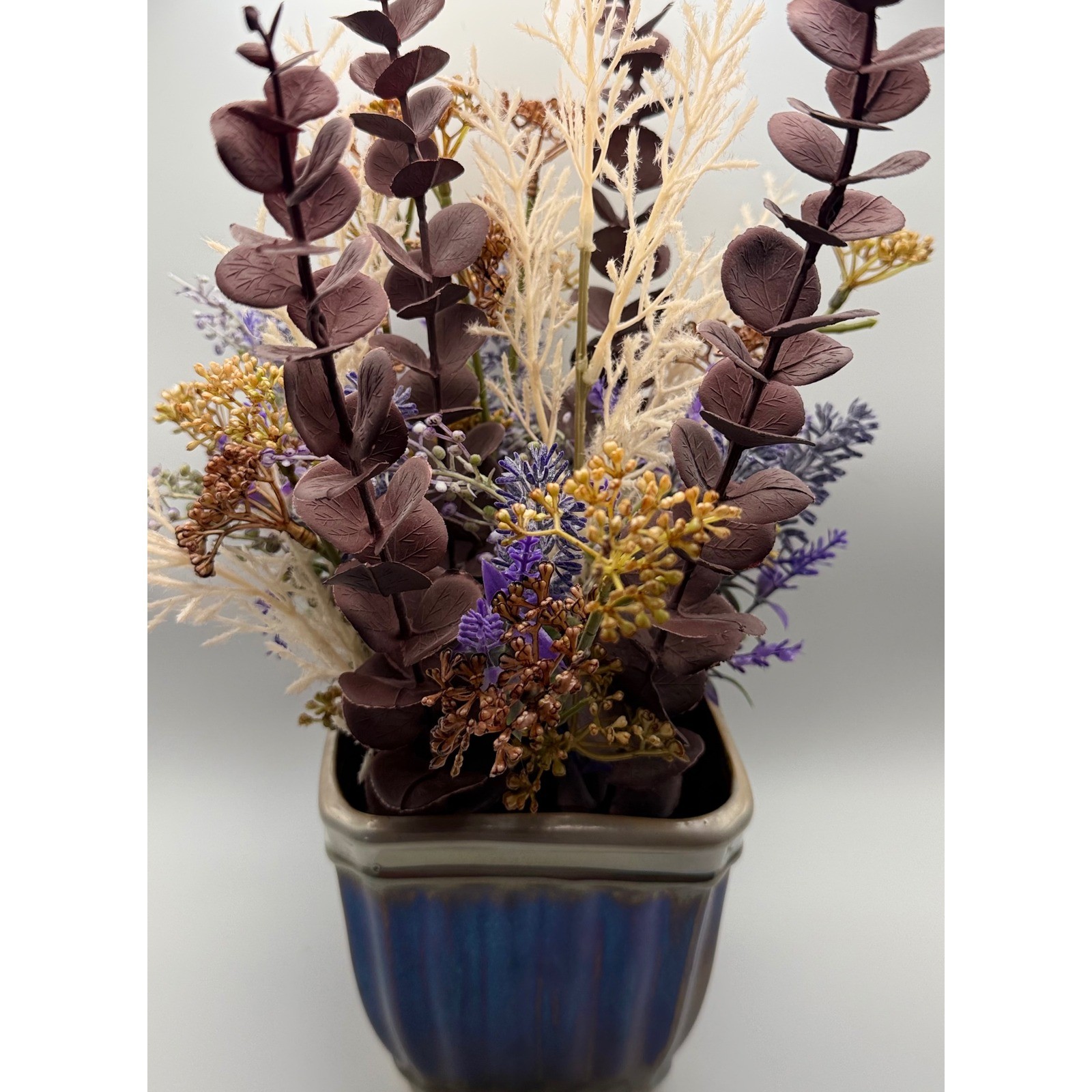 Vintage Iridescent Ribbed Ceramic Planter French Country Farmhouse Decor