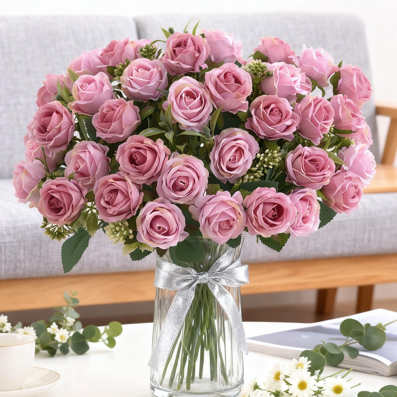 10 Head Silk Rose Artificial Flowers Bouquet Wedding Party Home Vase DIY Decor