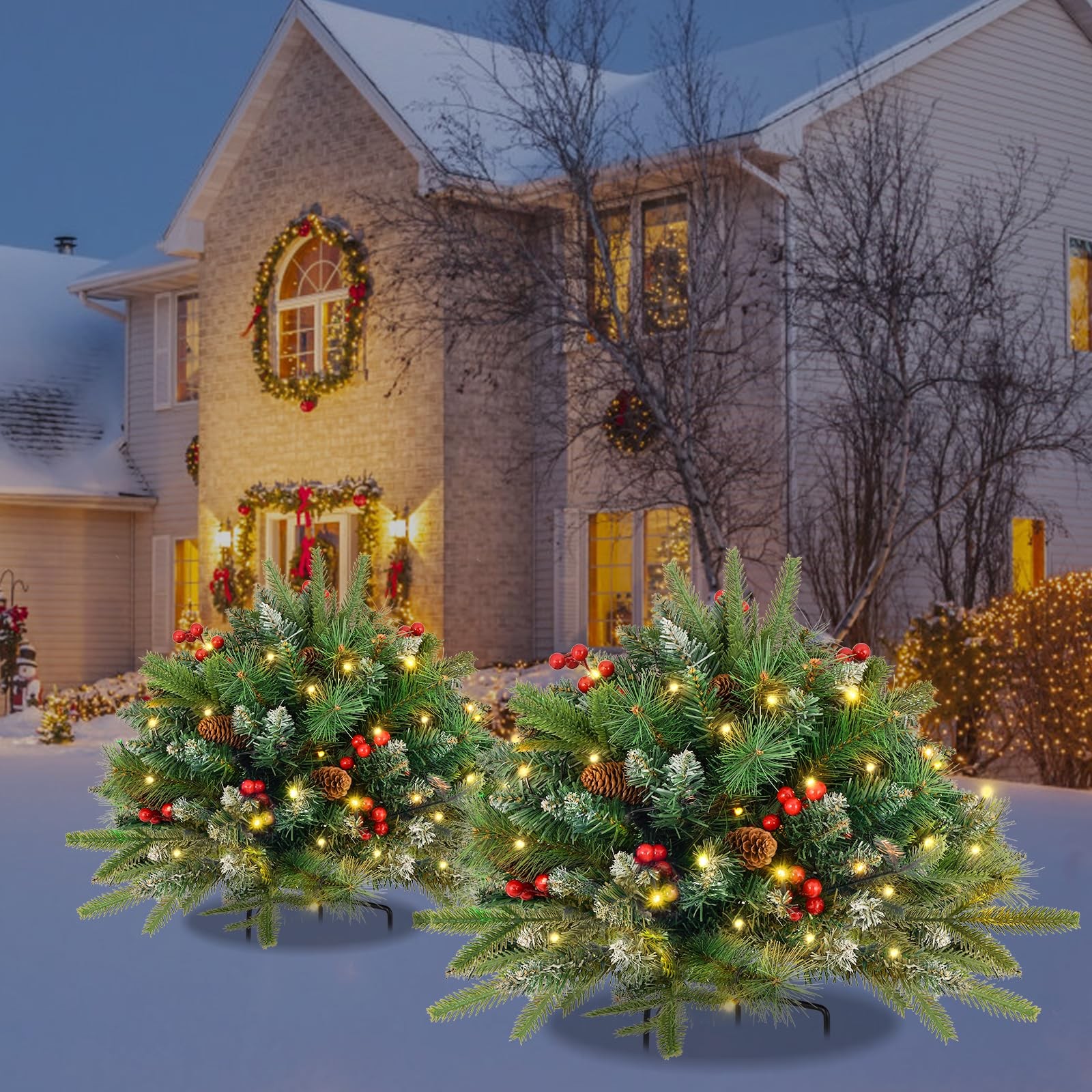 Christmas Tree Urn Filler, Battery Operated with Timer, Pre-lit Warm White & …