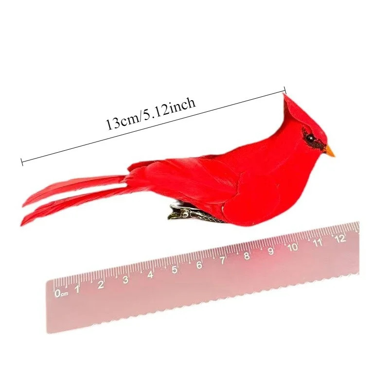 3 Pcs Artificial Red Feather Bird,Modern Jungle Garden Home…