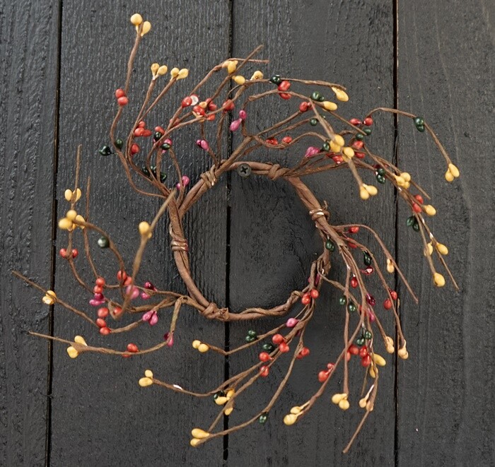 Pip Berry Candle Ring / Wreath 3.5″ Inner Dia. – Harvest Mix, Green Red Gold