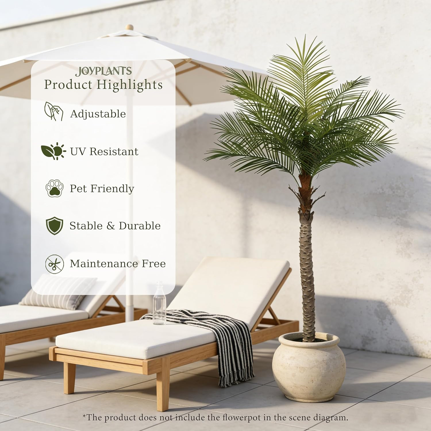 7Ft UV Resistant Artificial Palm Tree for Indoor & Outdoor Decor