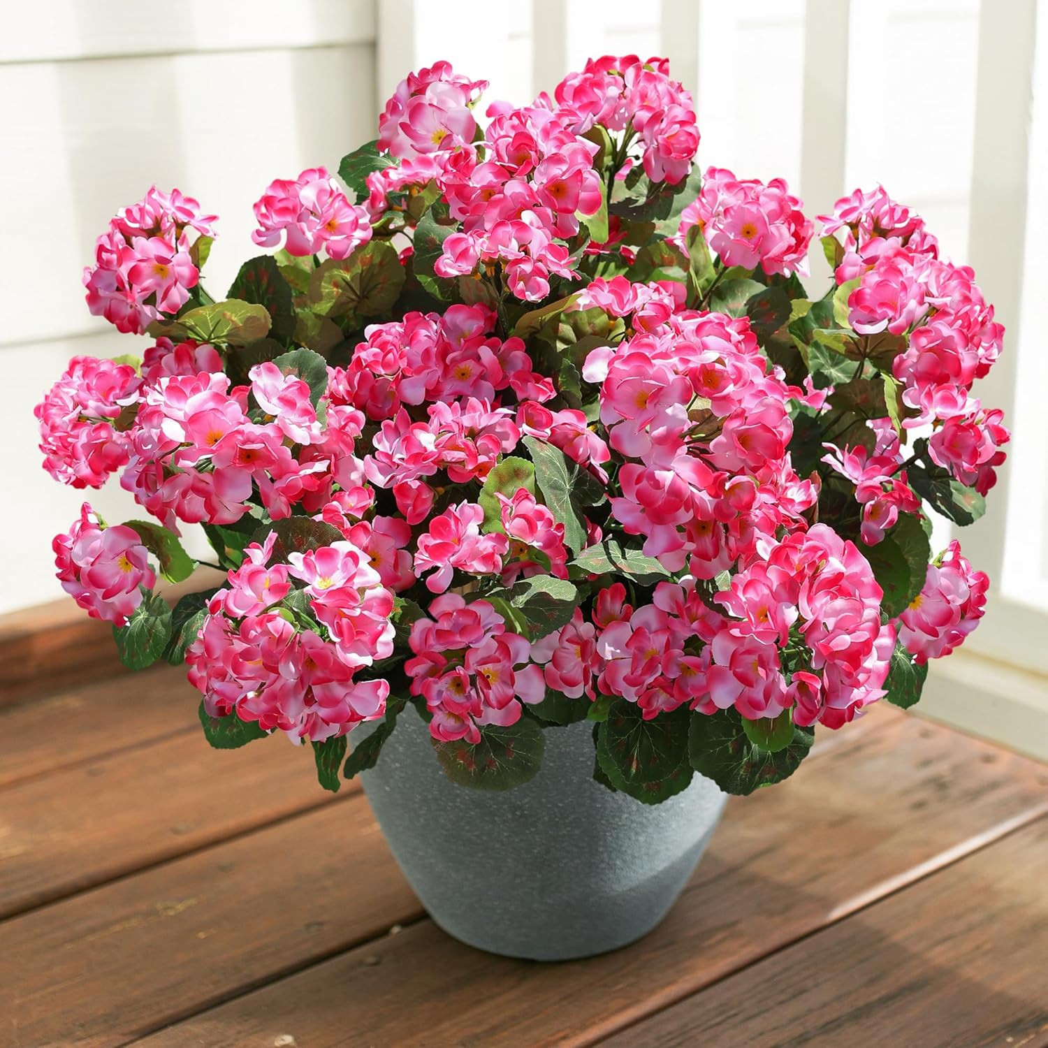 Artificial Geranium Fake Flowers for Outdoors Decoration, 6 Bundles Silk