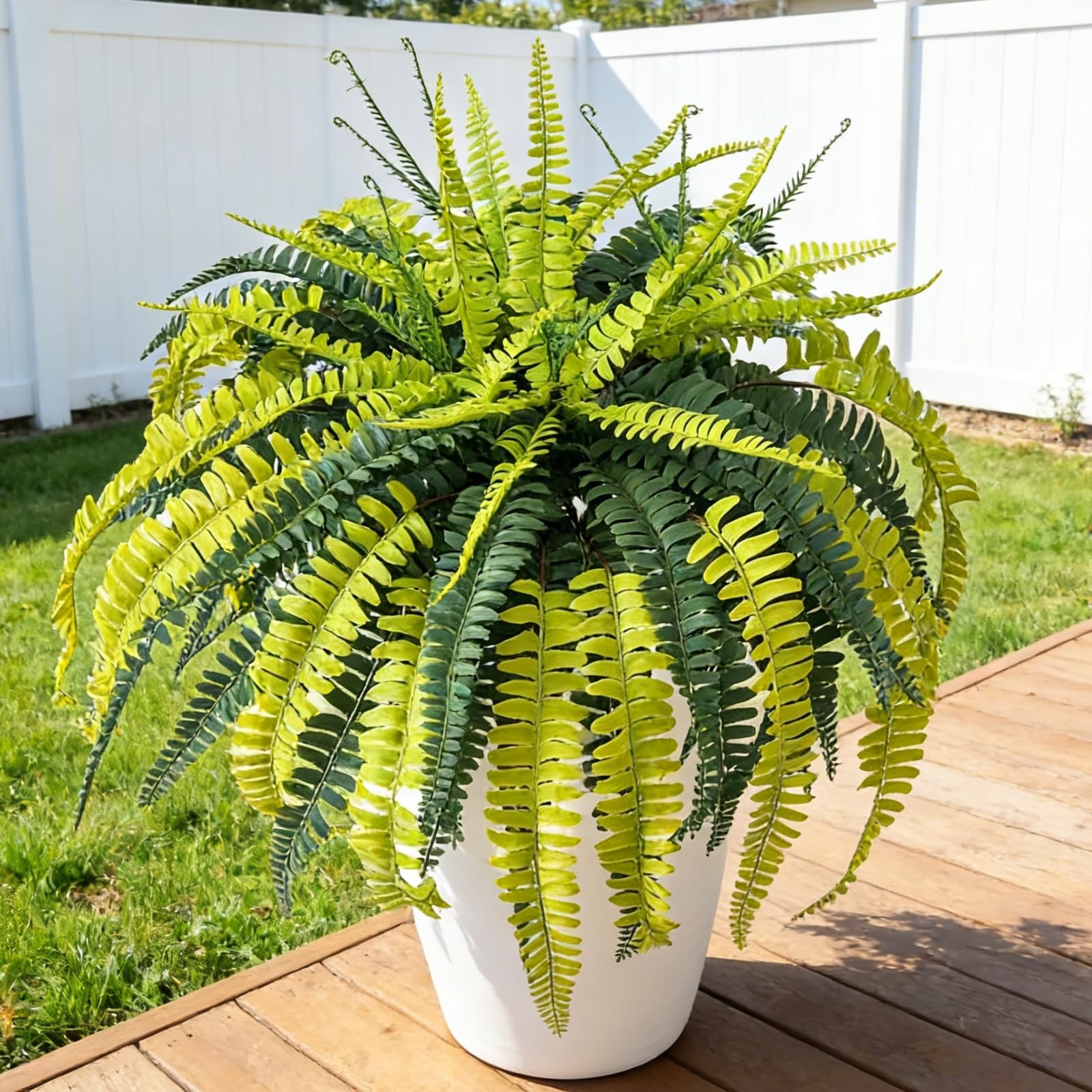Polyester Artificial Boston Fern Bush,Set of 4,Fake Fern Hanging Plants UV Re…